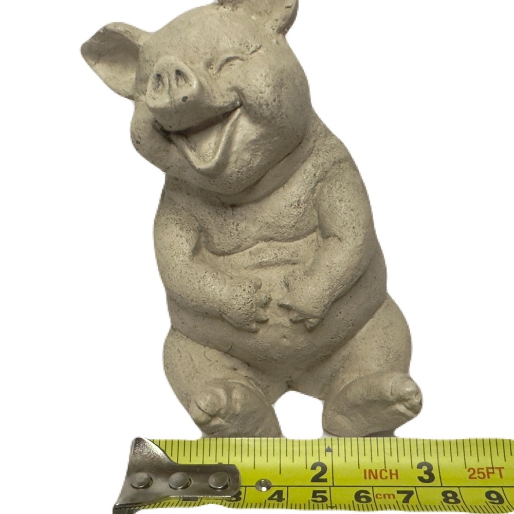 Happy Laughing Pig, Polystone Or Resin Statue Figurine Farmhouse Piggy 5” CUTE - Picture 8 of 9